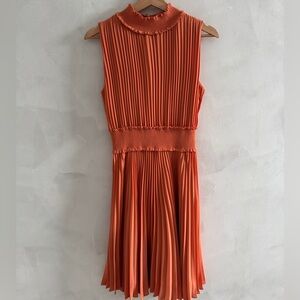 Nanette Lepore - Coral Pleated Midi Dress - Size 6